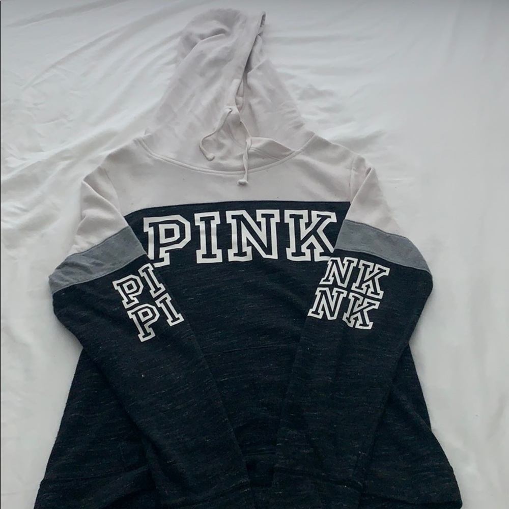 And black, white, and gray jacket